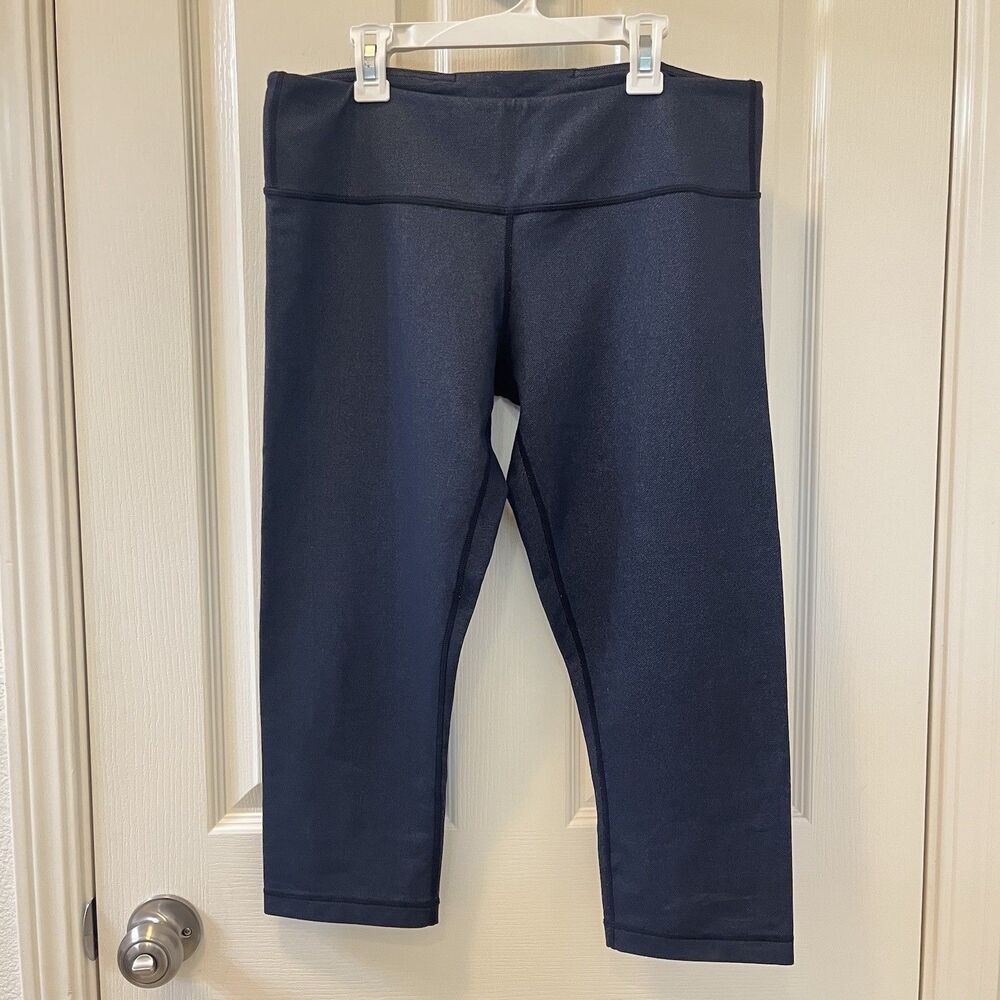 Lululemon Wunder Under Crop Denim-Like Leggings Women's Size 10 Deep Indigo Yoga